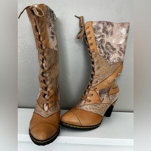 L’Artiste spring step Malagie lace up (and zip) boot neutral color